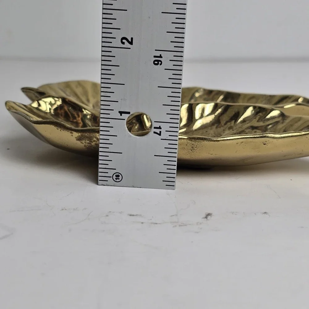 Vtg Virginia Metalcrafters Brass Angel Wing Begonia Leaf Dish MCM Trinket